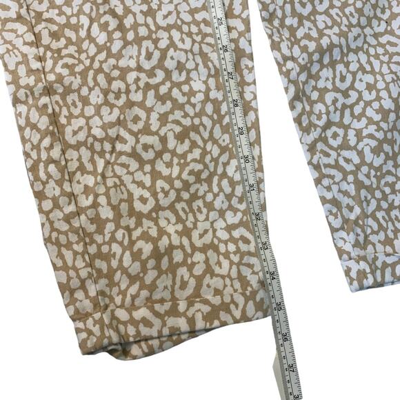 J.Crew Factory Linen Blend Cheeta Print Pull On Pants. Size 6 - Picture 9 of 10